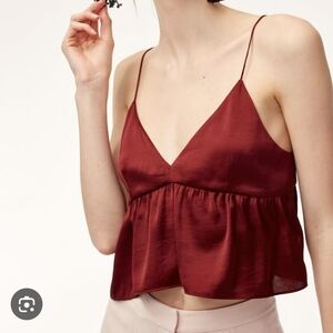 Aritzia Little Moon Lover Satin Camisole, Maroon Burgundy, XS